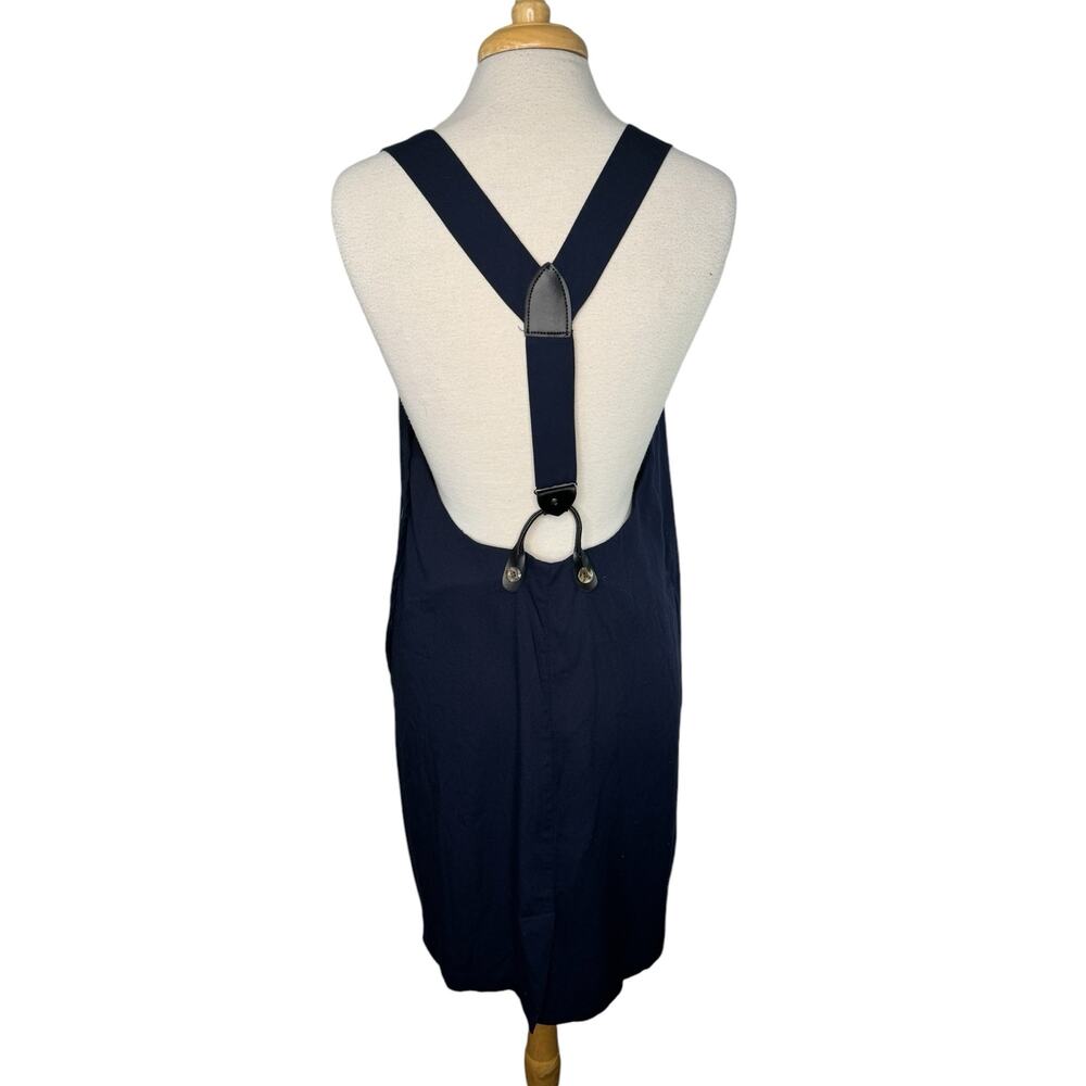 Vintage Navy Blue Maternity Overalls Dress Size 10 80s 90s Made in USA Jumper - Picture 3 of 11